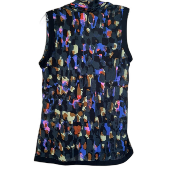 CAbi 3077 Abstract Black Multicolored Flaunt Wrap Sleeveless Blouse - Picture 3 of 12